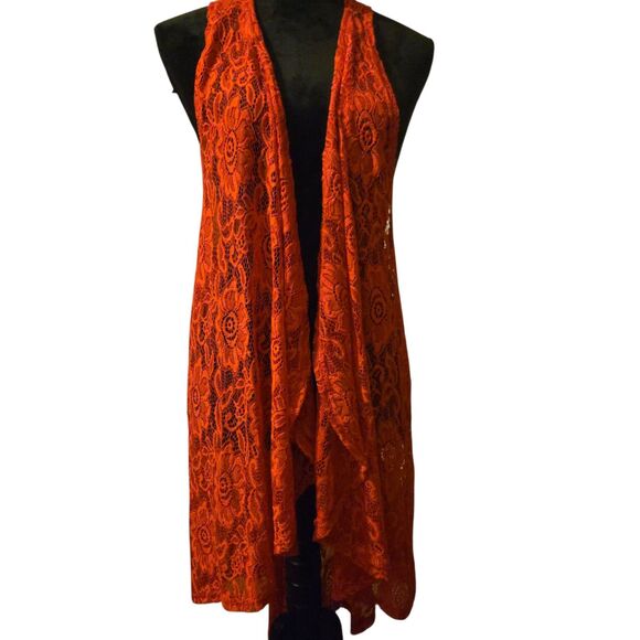 SCC Kimono Red One Size Floral Lace Whimsigoth Vampire Witchy Cover - Picture 1 of 5